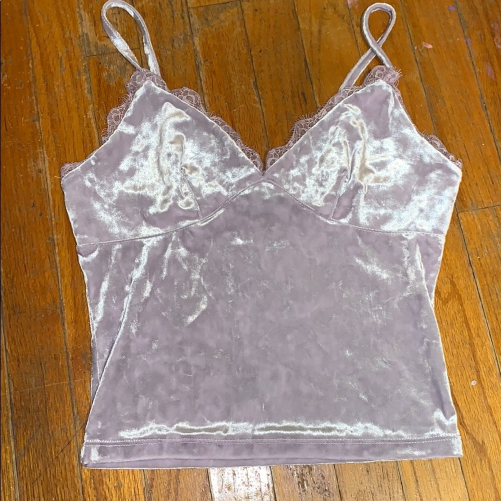 Purple velvet top with lace detailing